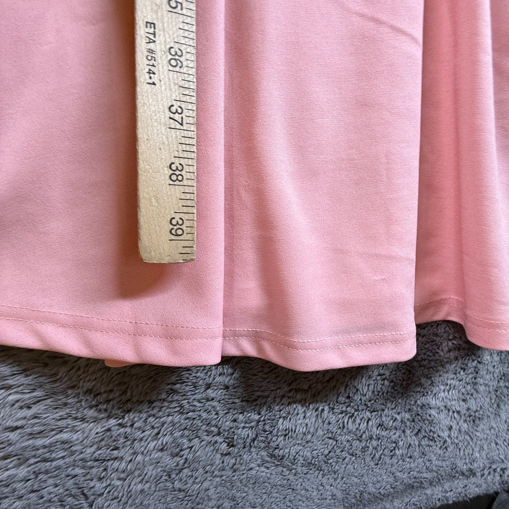 Moyabo Women's Pink Dress Size M Ruffle Sleeve V-Neck Tie Front A-Line NWT - Picture 4 of 6